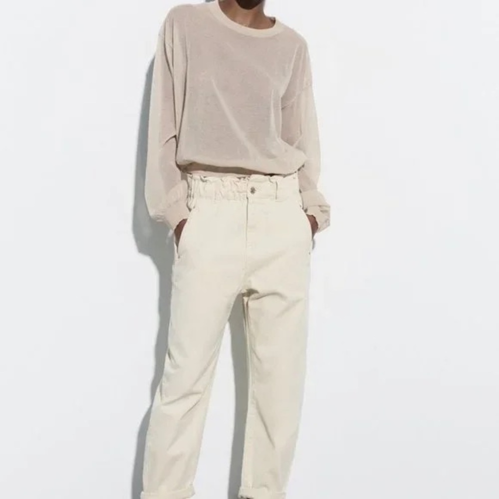 NWT Zara High Waisted Paperbag Baggy Jeans US 8